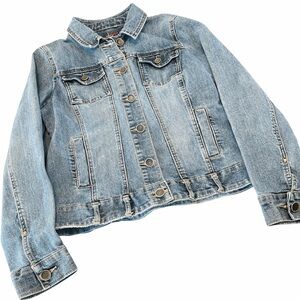 Women’s Vintage Contrast Rugged Button up Denim Jacket size 13